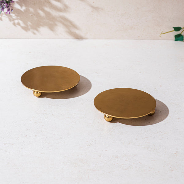Rose Candles with Candle Plates - Set of 2