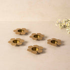 Petal Tlight holder with tlights set of 5 - Gold