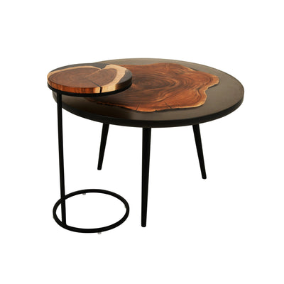 Acacia Wood Coffee Table Set – Tinted Grey Finish