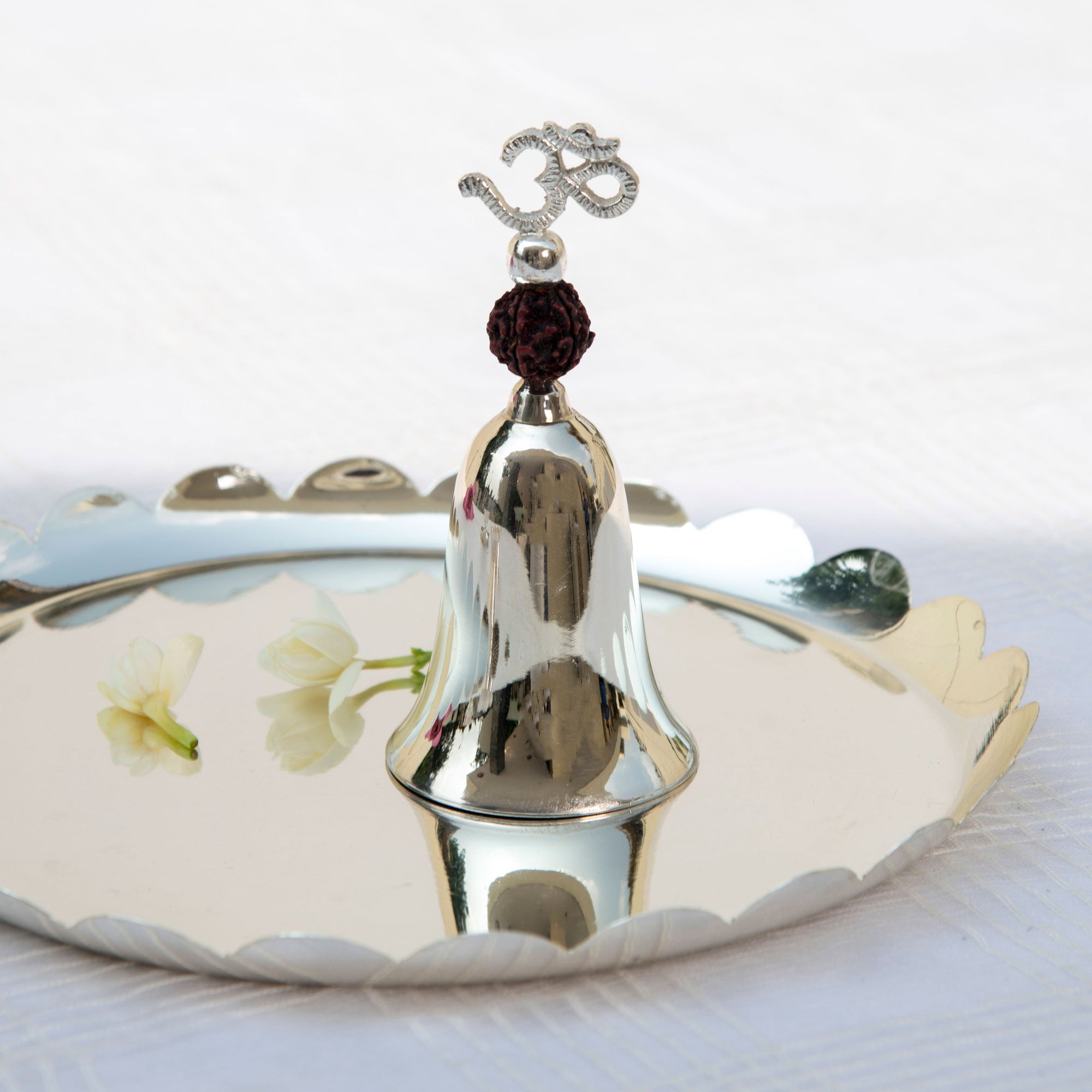 Om Pooja Thaali Set - Silver plated