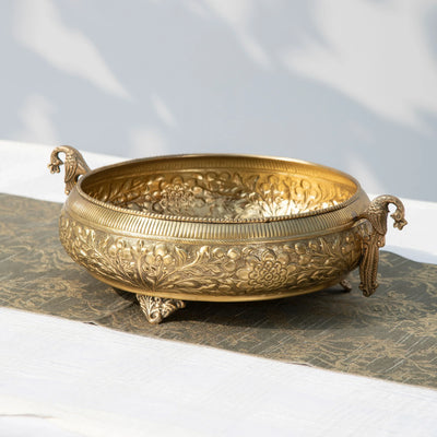 Traditional Peacock Urli Gold XL