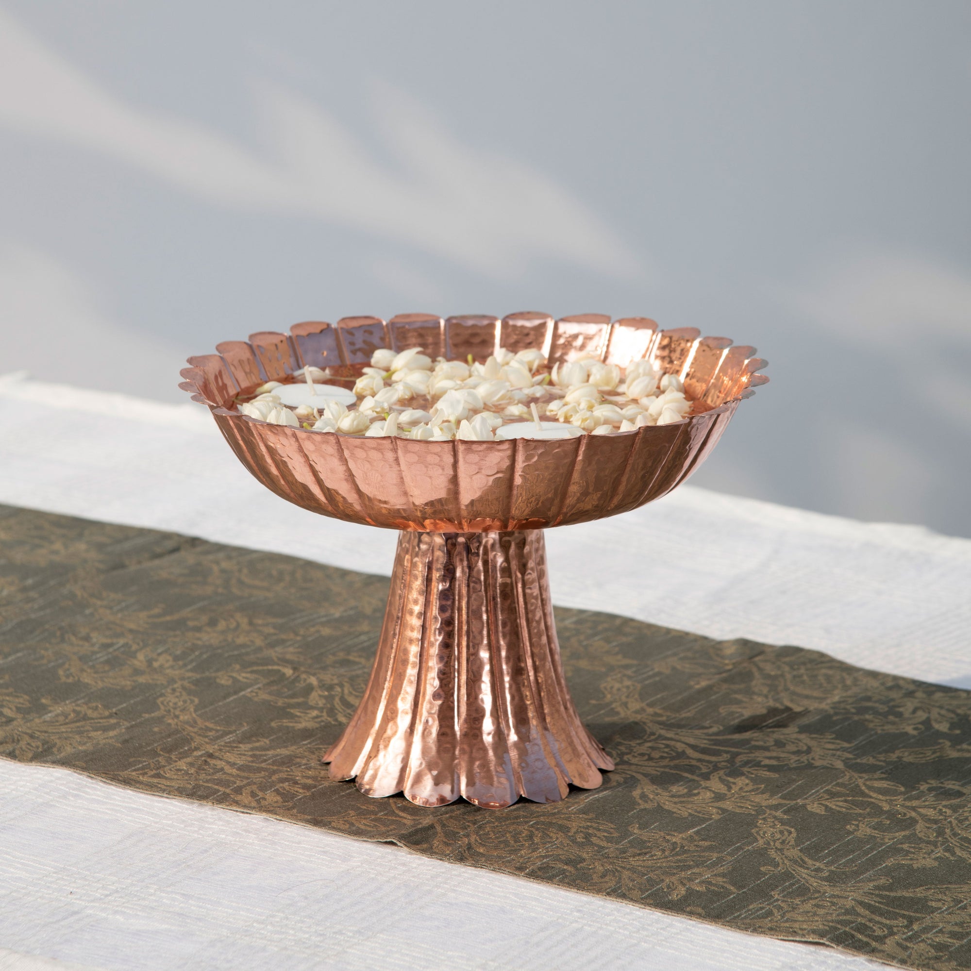 Floral Deep bowl on Stand Rose Gold