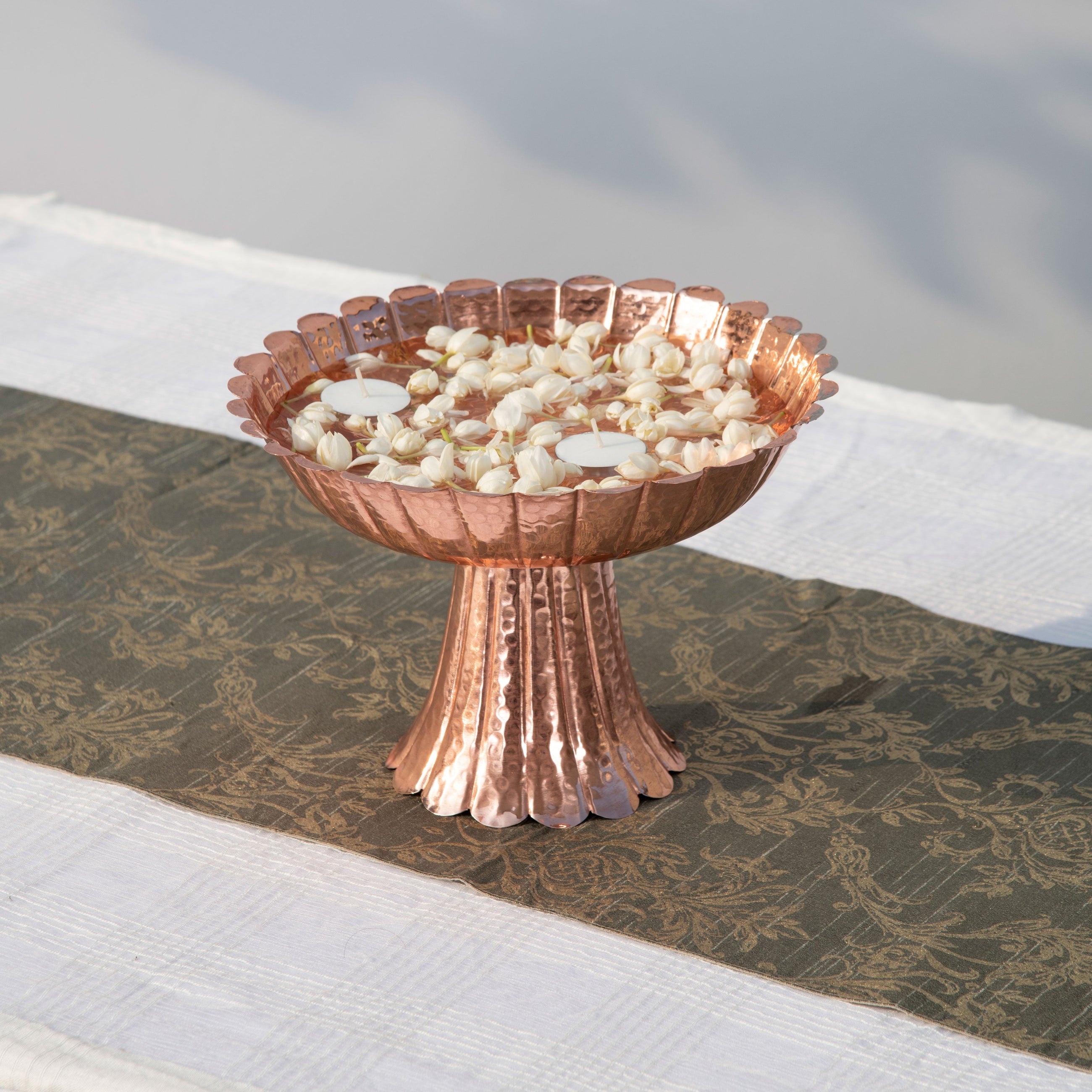 Floral Deep bowl on Stand Rose Gold - Product Image 