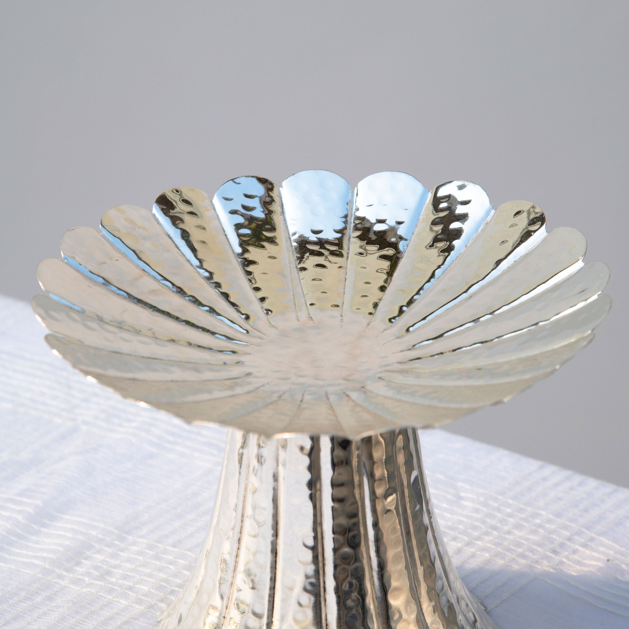 Floral Taper Stand Silver Plated - Brass