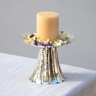 Floral Taper Stand Silver Plated - Brass