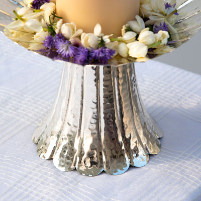 Floral Taper Stand Silver Plated - Brass