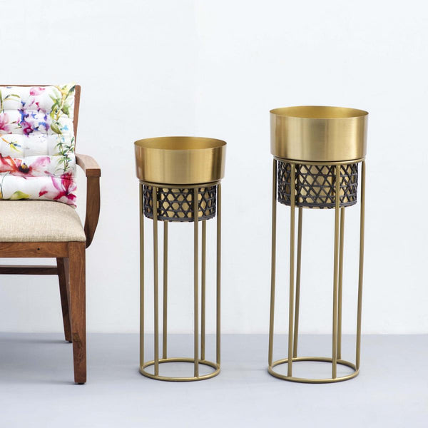 Midas Touch Gold Handwork Cane planter (set of 2)