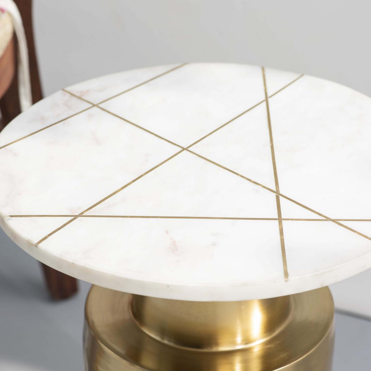 Cairo Table with Brass inlay Marble