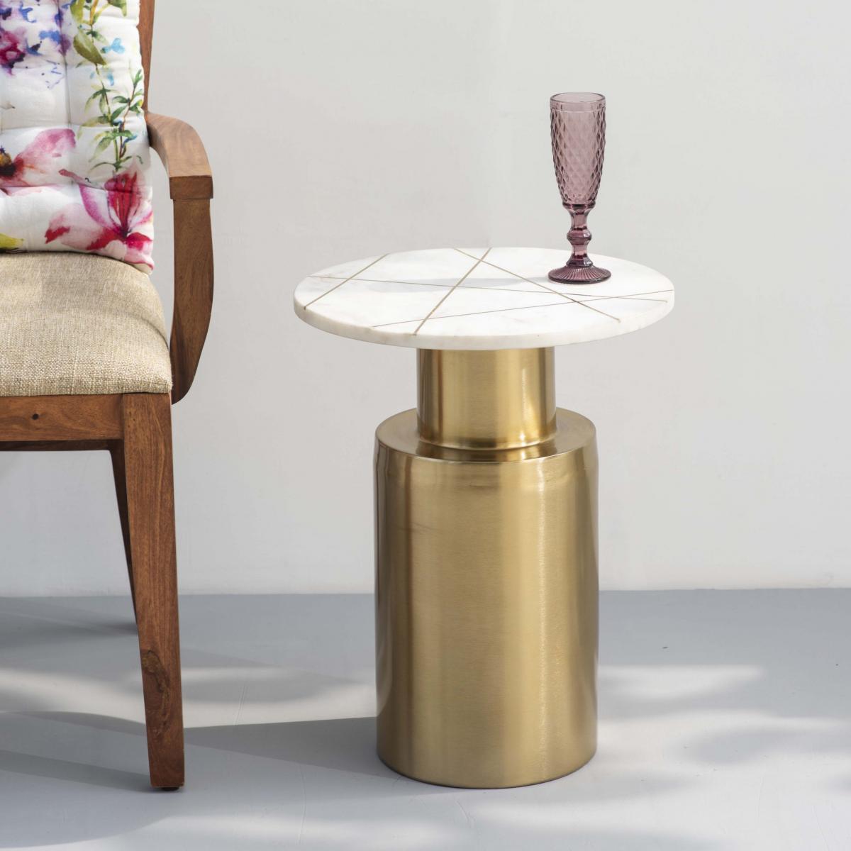 Cairo Table with Brass inlay Marble