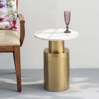 Cairo Table with Brass inlay Marble