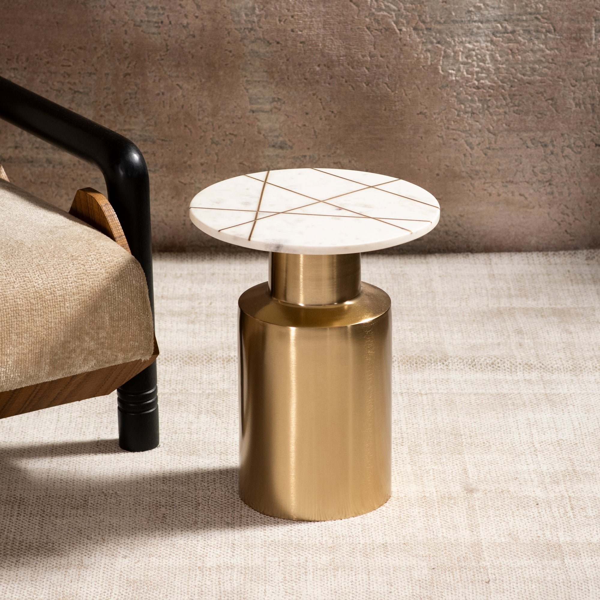 Cairo Table with Brass inlay Marble