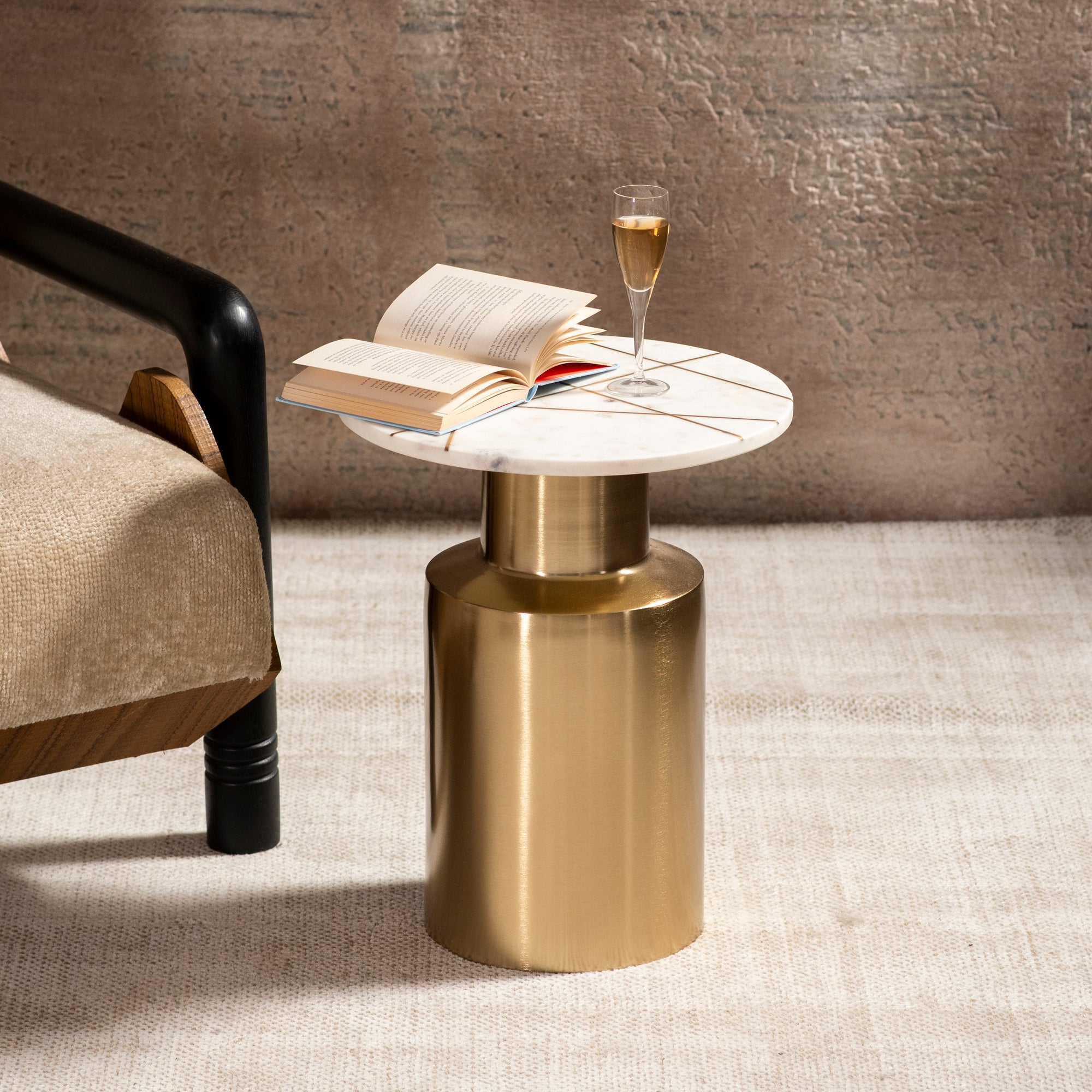 Cairo Table with Brass inlay Marble