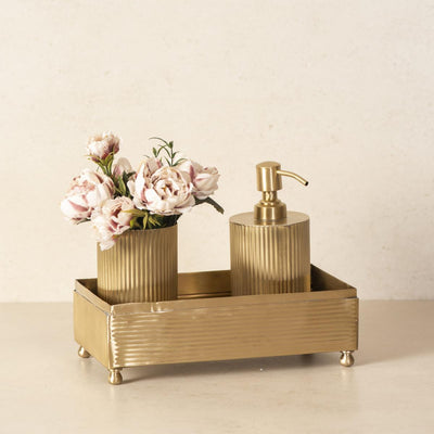 Ripple Cut Brass Bathroom set 3 - Matte Gold