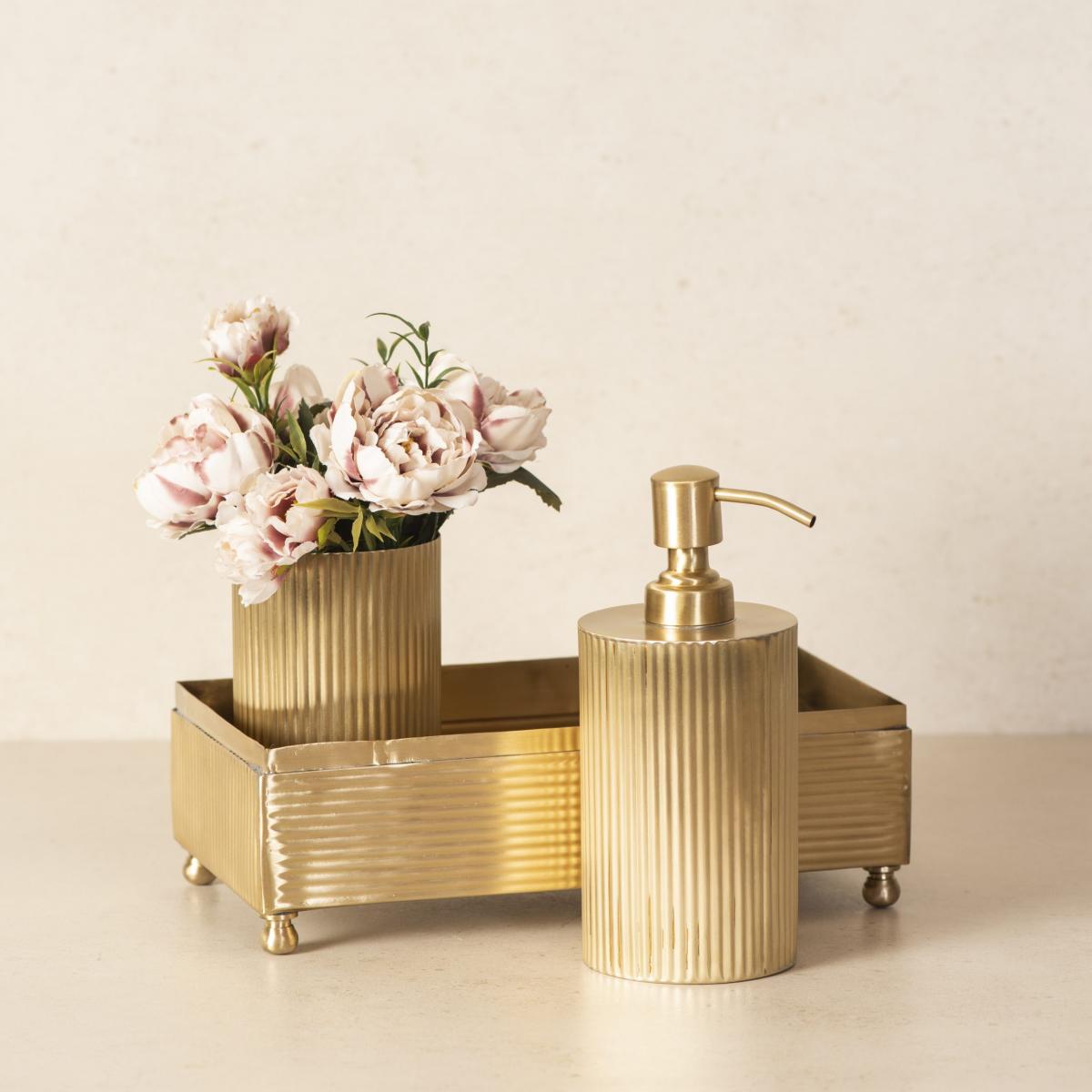 Ripple Cut Brass Bathroom set 3 - Matte Gold