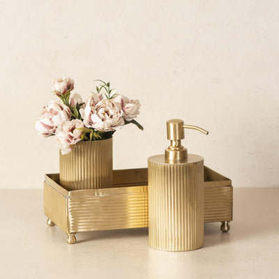 Ripple Cut Brass Bathroom set 3 - Matte Gold