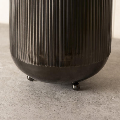 Ripple Cut Brass Dustbin/Planter - Cosmos Black