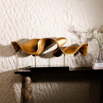 Golden Fluid Abstract Sculpture