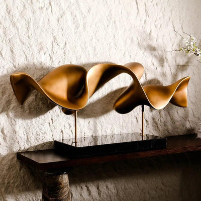 Golden Fluid Abstract Sculpture