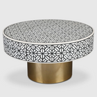 Ossein Iron New Center Table in Black & White Colour