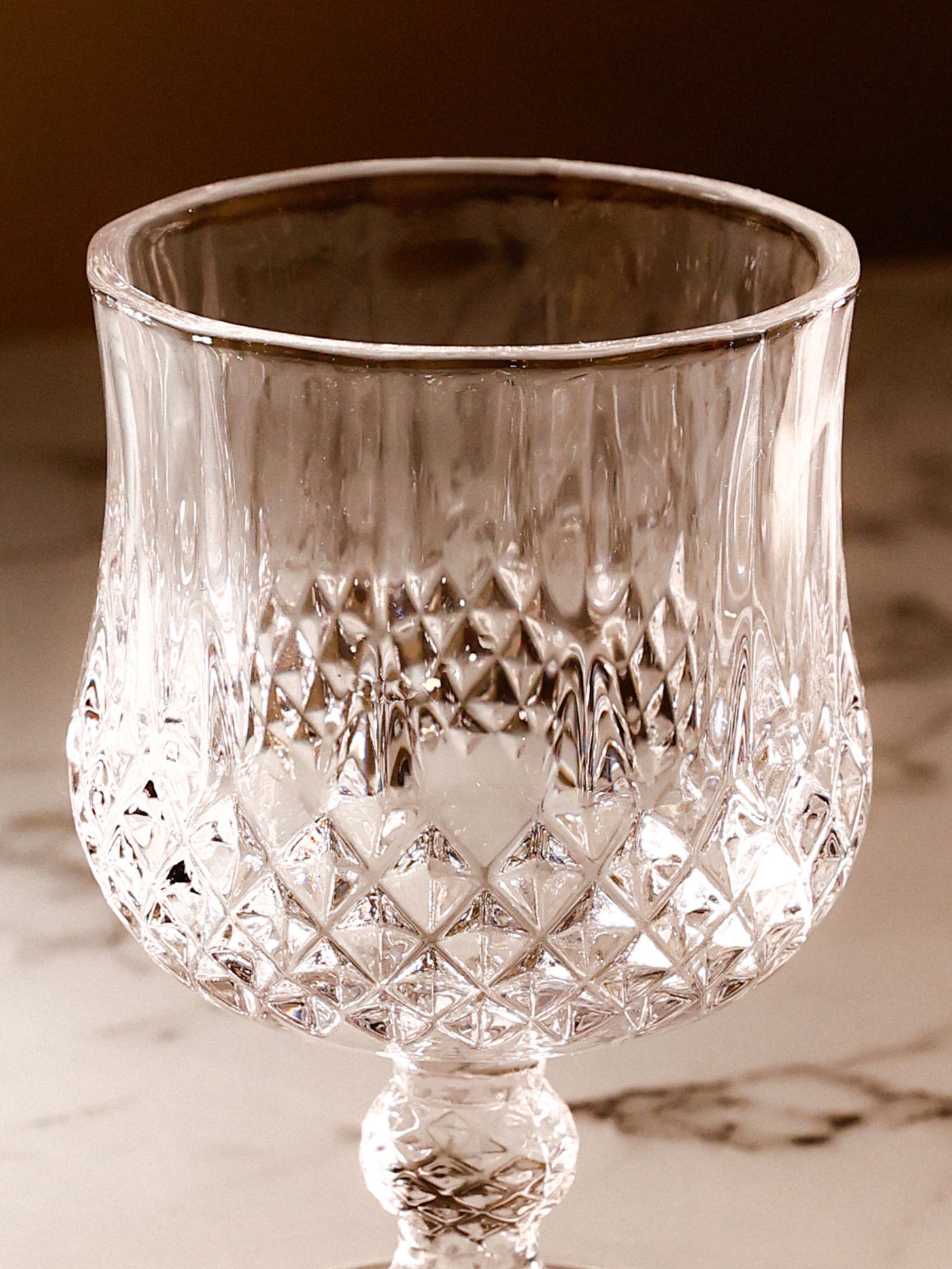 Diamond Cut Goblet Glass _ Set of 6