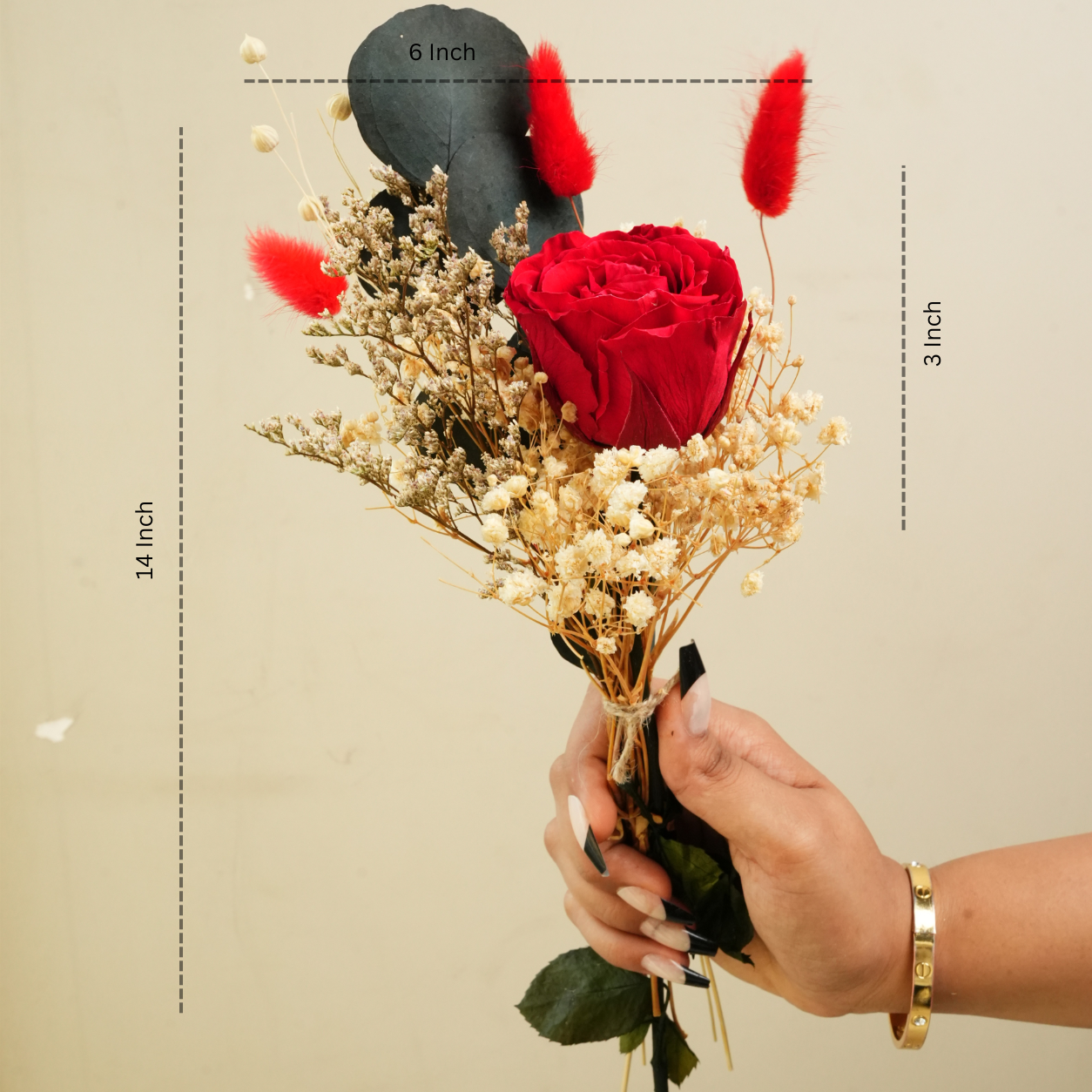 Ruby Romance Preserved Red Rose Bouquet | Dried Flower Gift Bouquet