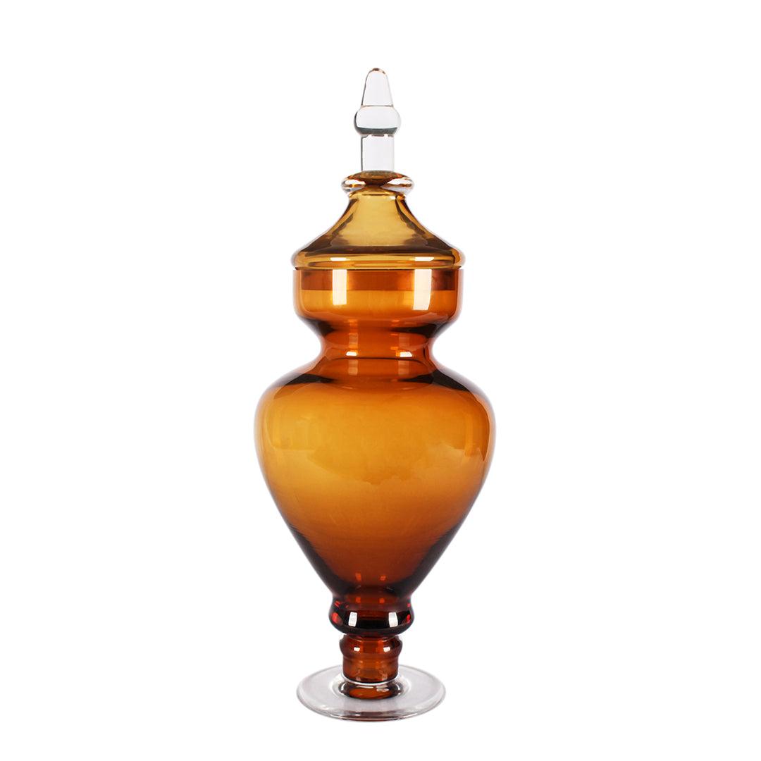 Azzura Brown Vase With Lid - Short