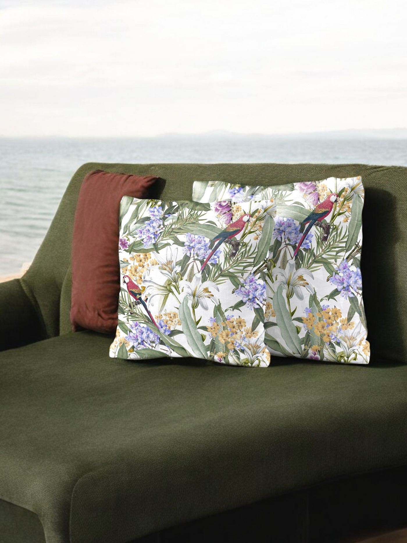 Eden's Parrot Velvet Cushion Cover