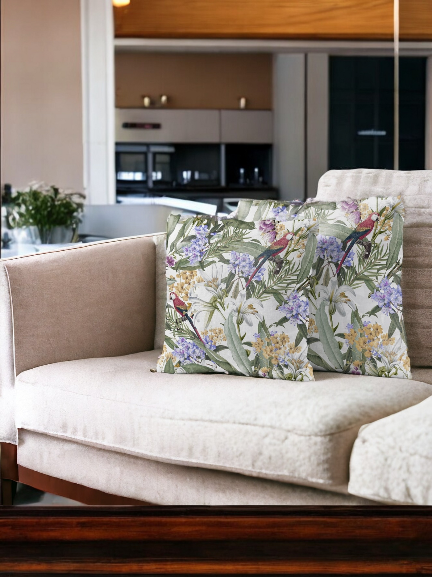 Eden's Parrot Velvet Cushion Cover