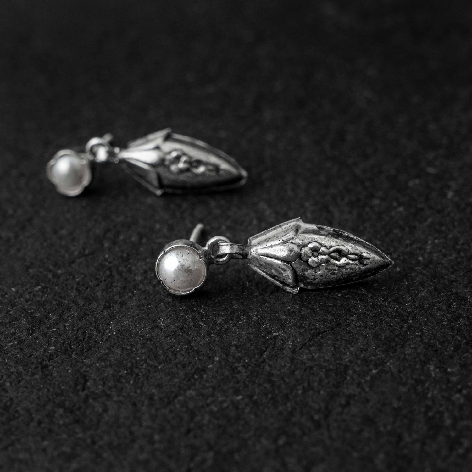 Champakali Silver Stud Earrings