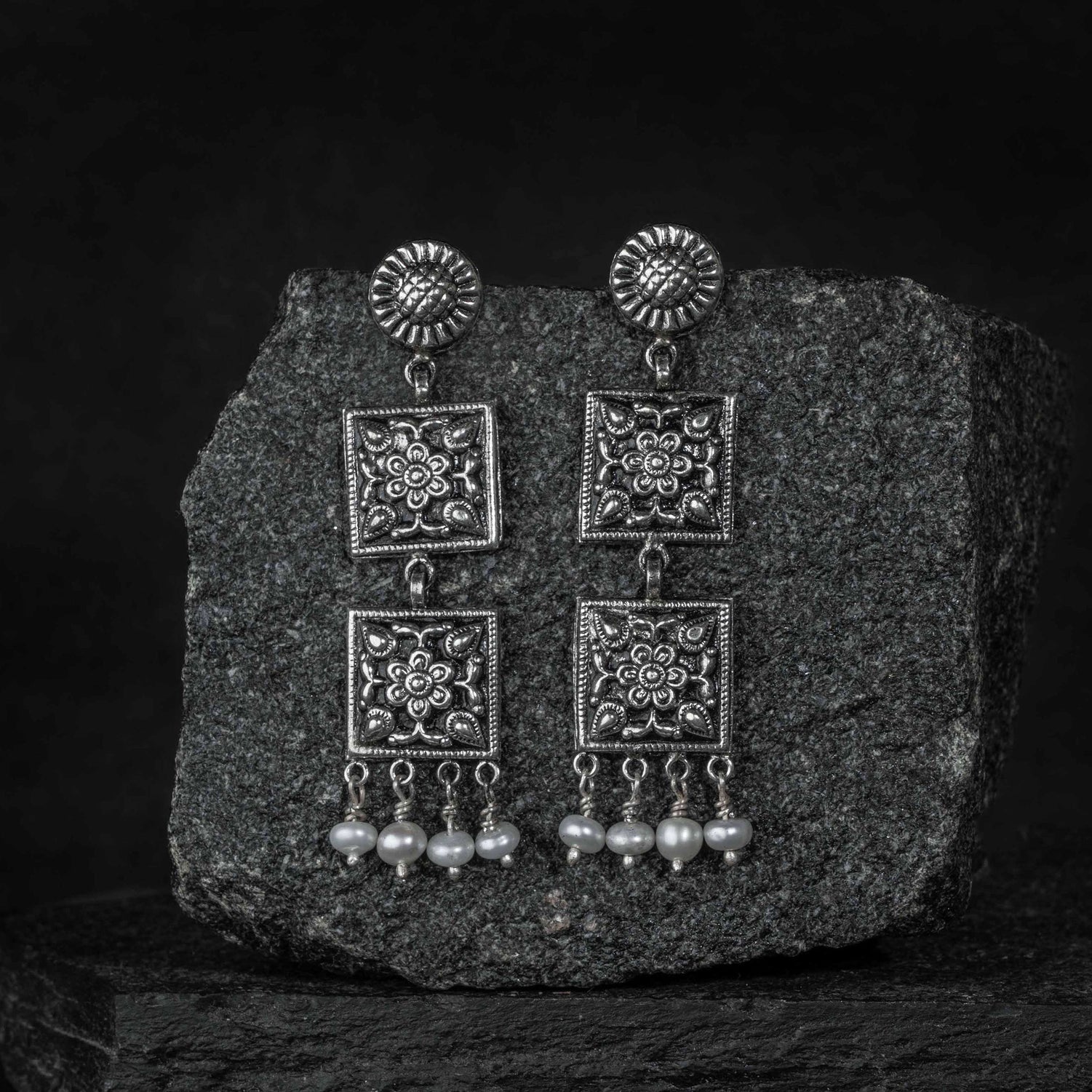 Chaukhandi Danglers Silver Earrings Designs