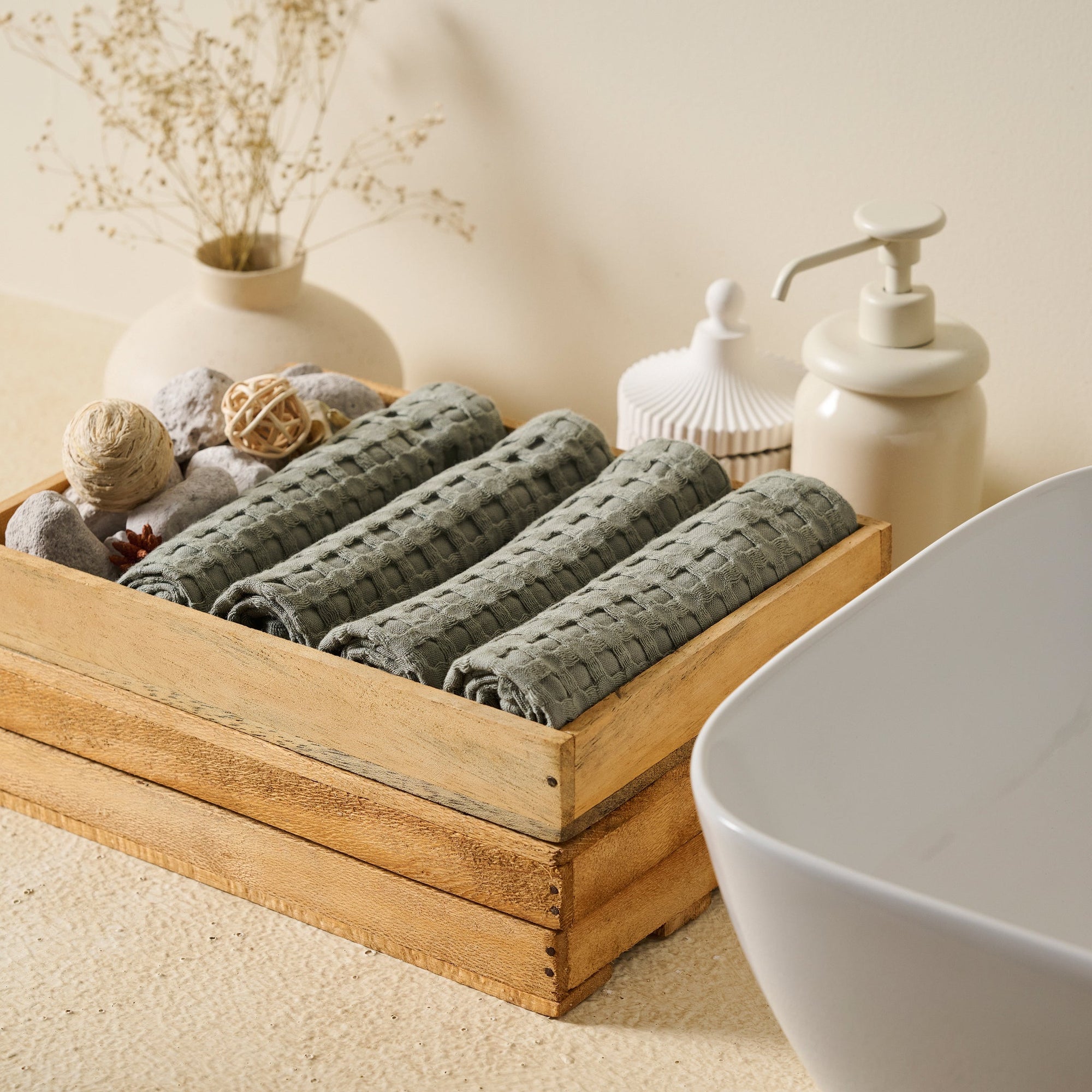 Eucalyptus | Cotton Bamboo | Waffle | Face Towel