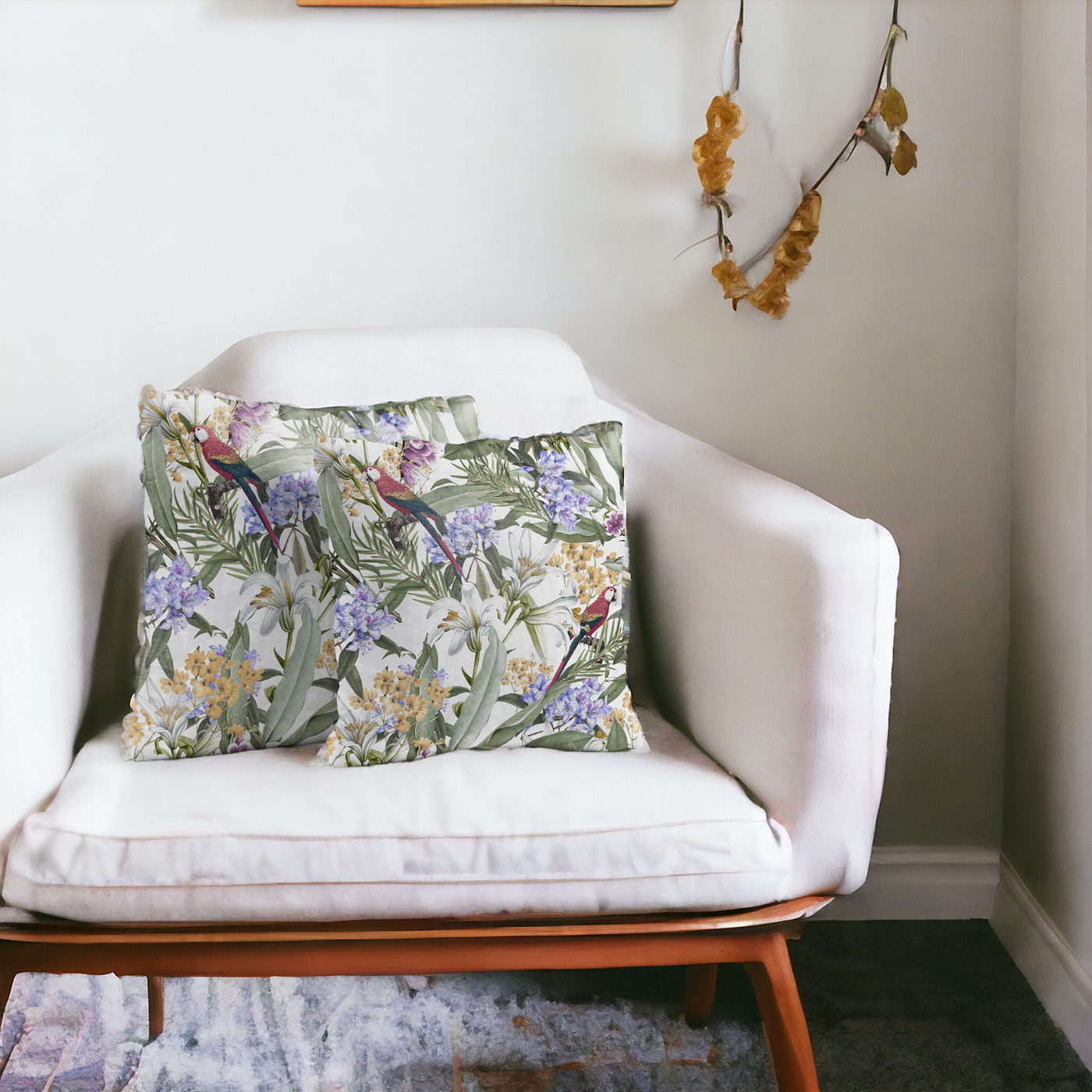Eden's Parrot Velvet Cushion Cover