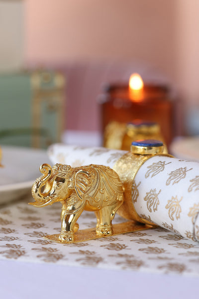 Elephant Napkin Ring with Stone in Gold Plating
