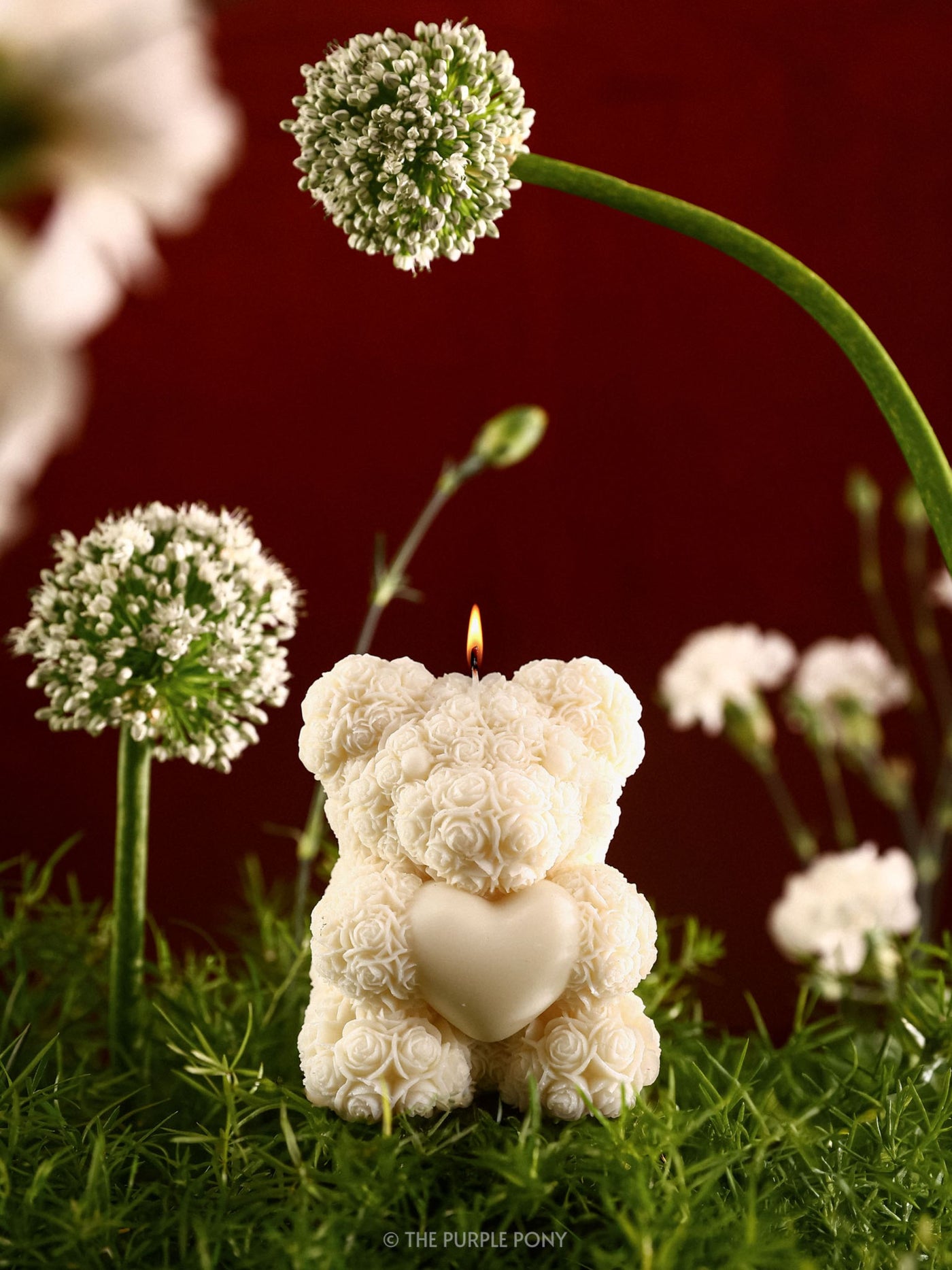 Floral Teddy Heart Soy Candle