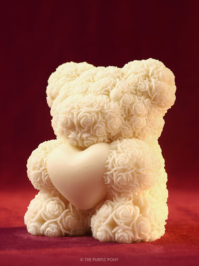 Floral Teddy Heart Soy Candle