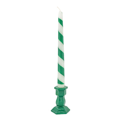 Conical Candle with base (Green Diagonal Stripe)