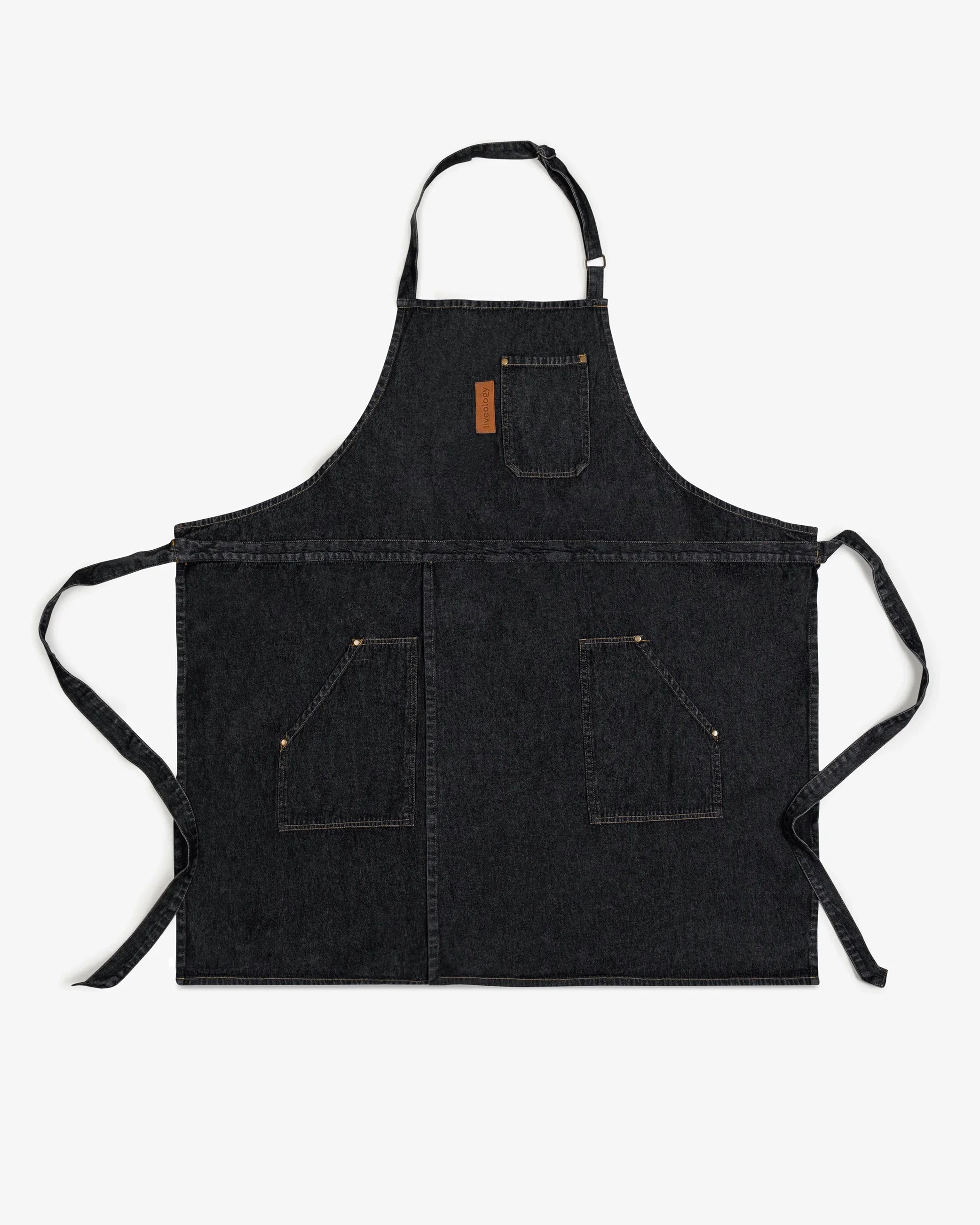 Amarilla  Split-leg Denim Apron  -  Carbon black - Product Image 