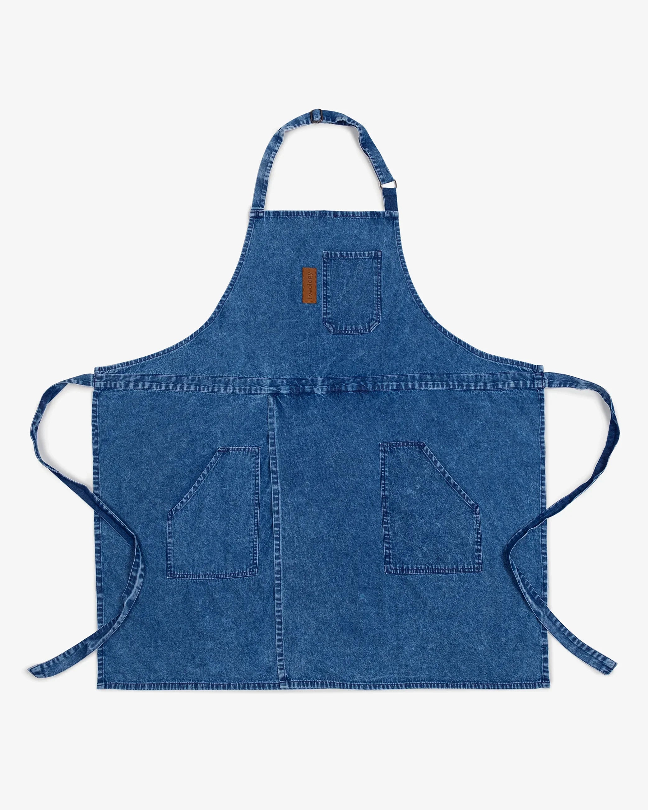 Amarilla  Split-leg Denim Apron  -  Midnight blue - Product Image 