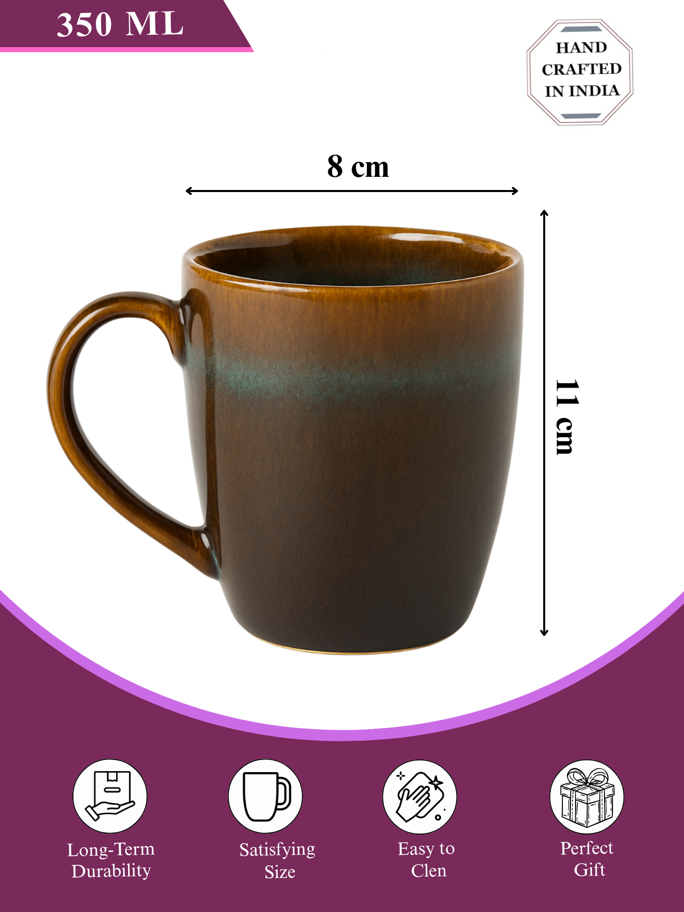 Latte Brown Ceramic Coffee Mug – 350ML