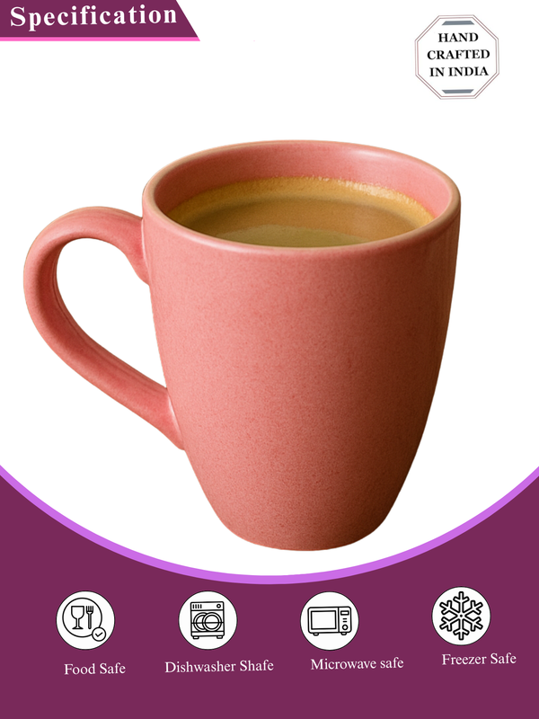 Glossy  Pink Ceramic Coffee Mug – 350ML