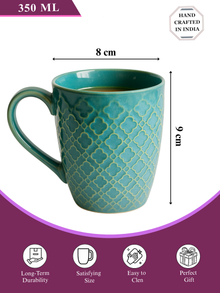Green Ceramic Coffee Mug – 350ML  Set Of 2