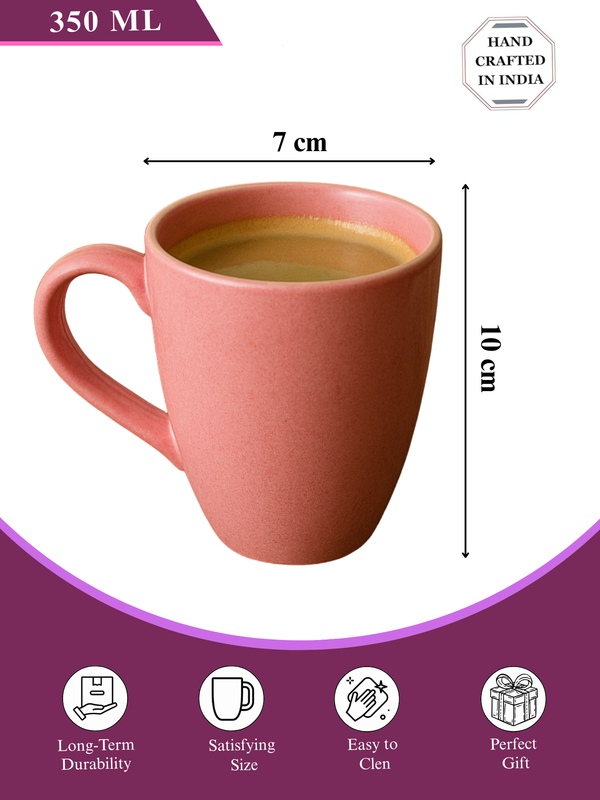 Glossy  Pink Ceramic Coffee Mug – 350ML