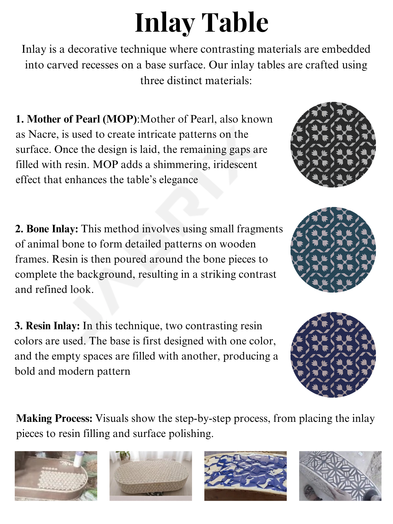 Resin Inlay Geometric Monochrome Side Table