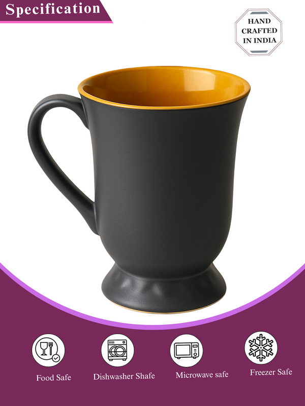 Glossy Black Ceramic Coffee Mug – 350ML