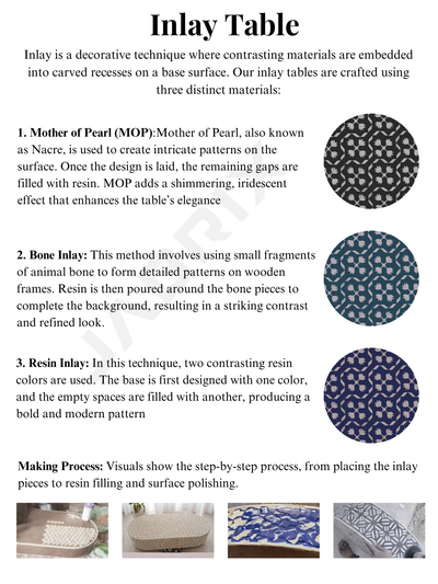 Handmade Inlay Side Table- Waterfall