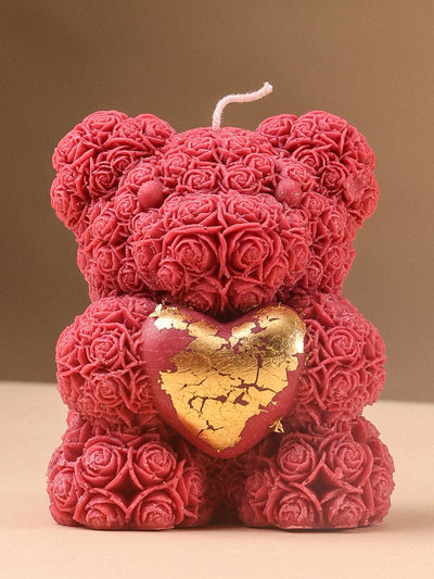 Floral Teddy Heart Soy Candle