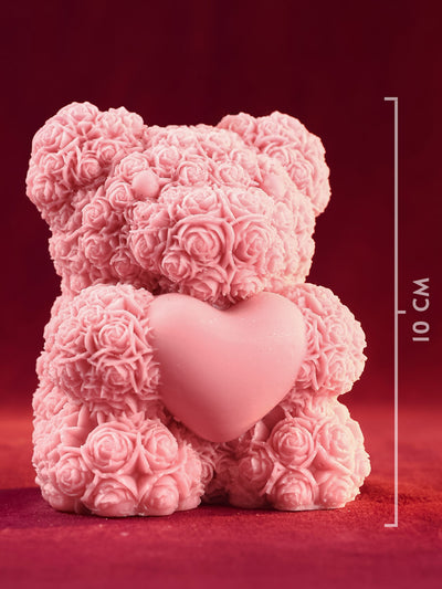 Floral Teddy Heart Soy Candle