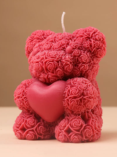 Floral Teddy Heart Soy Candle