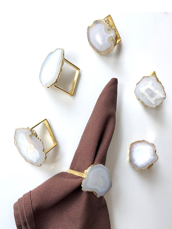 Napkin Rings- Natural Agate Set of 6