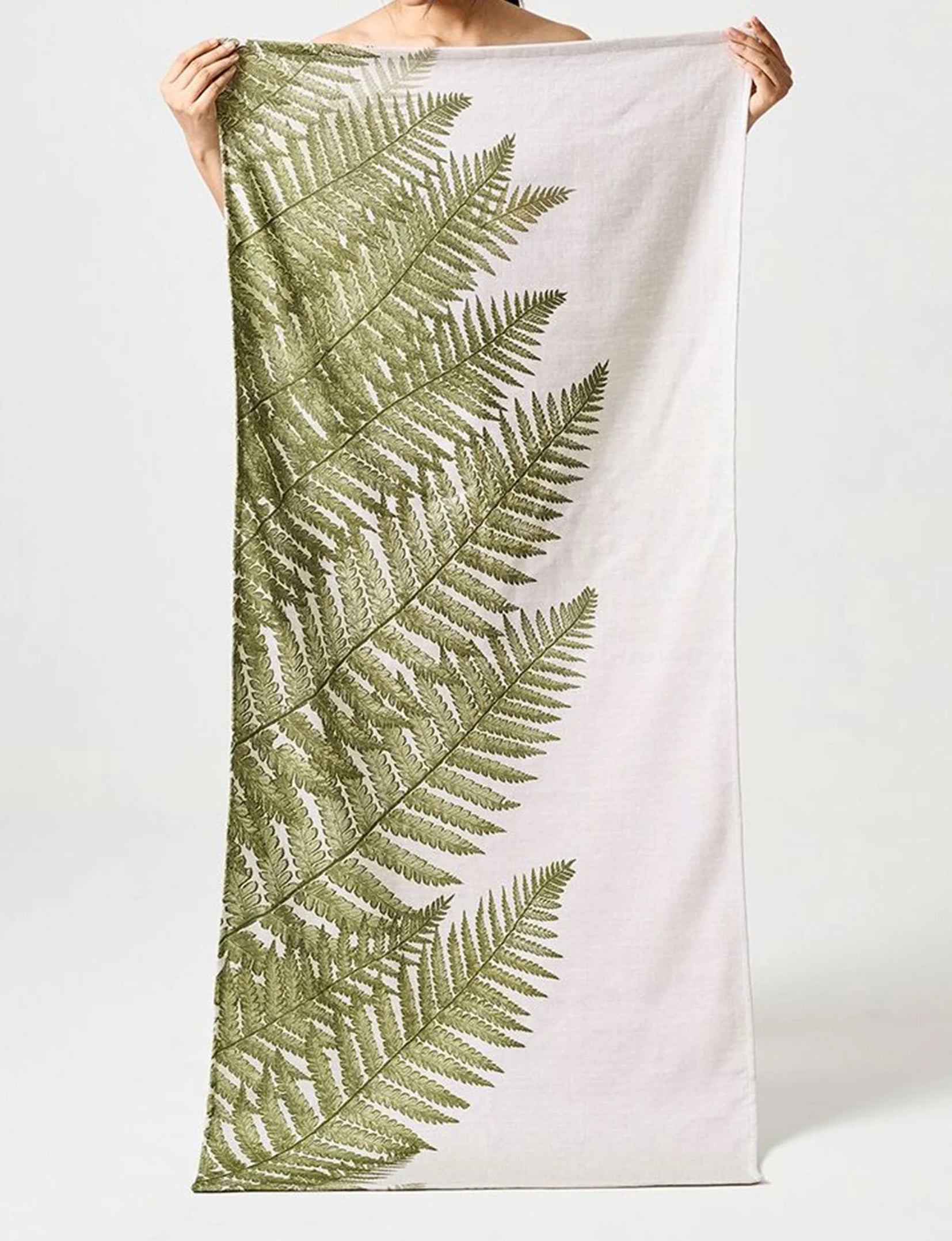Fern PrintCotton Bamboo Hammam Terry Bath Towel